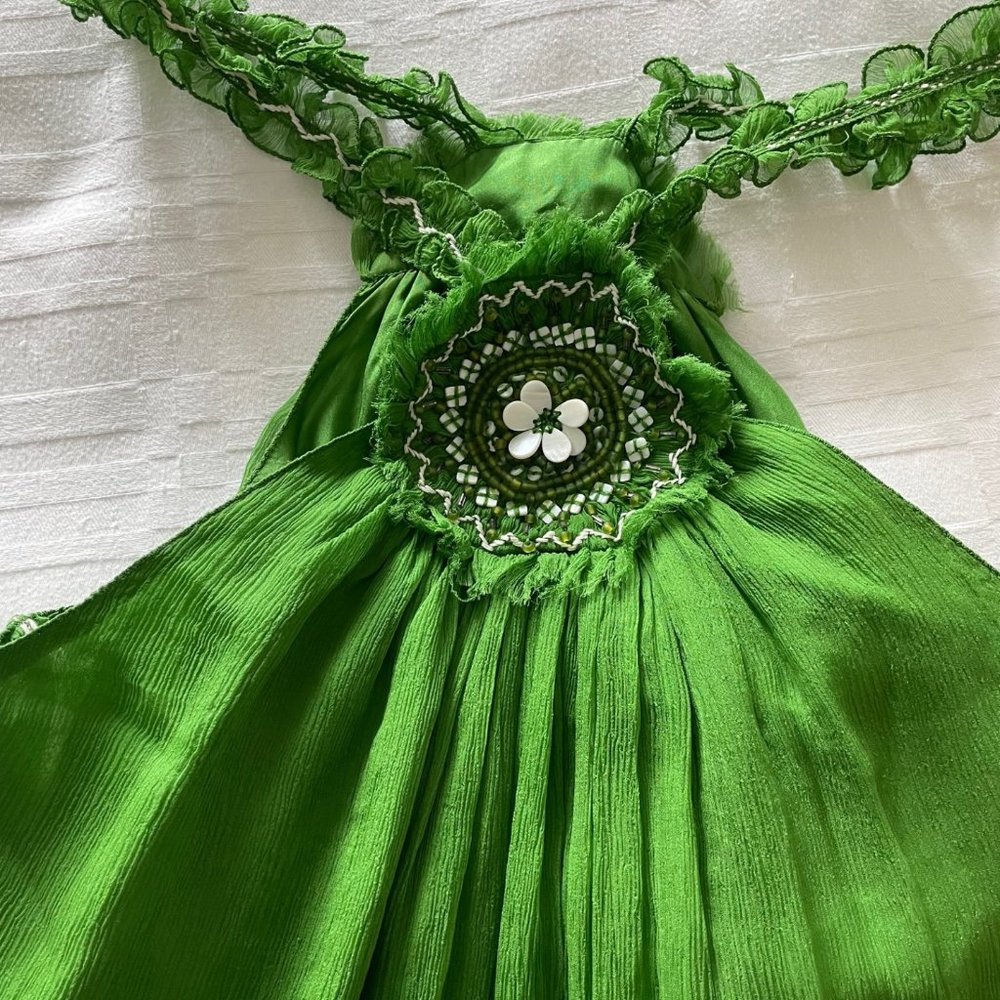 Max Studio Silk Green Halter Dress